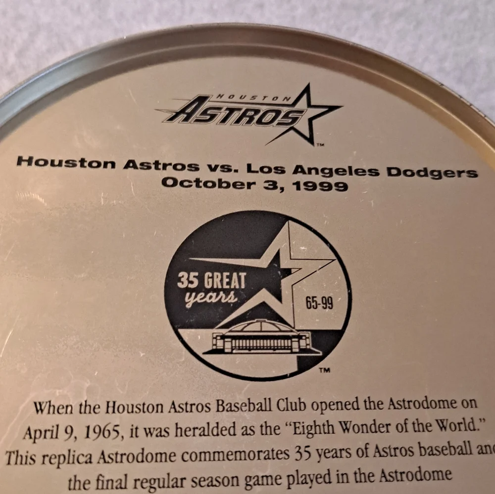 1999 Final Game Replica Astrodome Commemorative Tin Houston Astros 10/3/… - Picture 4 of 14